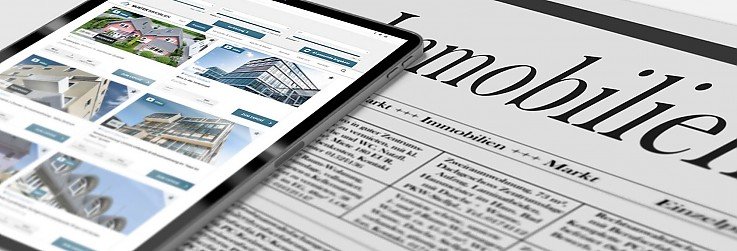 Immobilienanzeigen in Zeitung und iPad