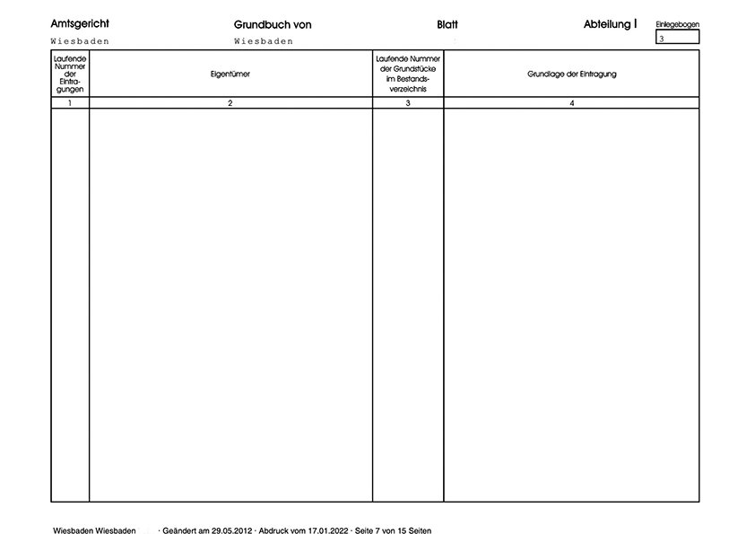 Grundbuch Abteilung I