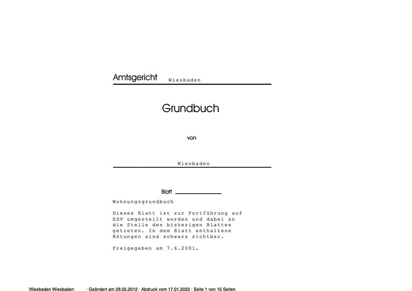 Grundbuch Titelblatt