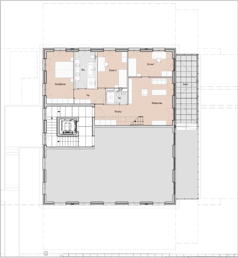 Grundriss 1. OG Penthousewohnung Wiesbaden